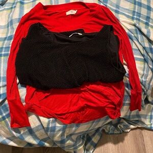 Red and Black Long Sleeve Top